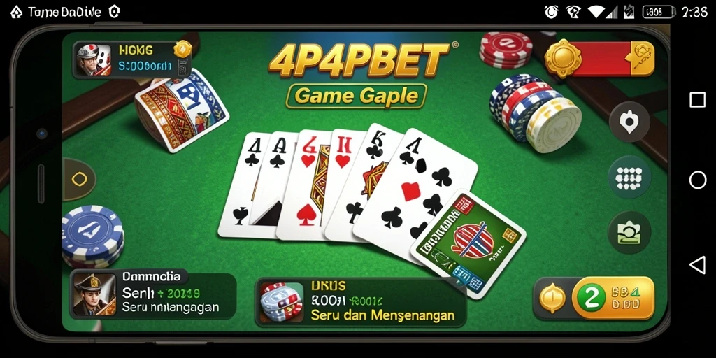 Tampilan gameplay menarik dari 4P4PBET pada permainan Gaple.