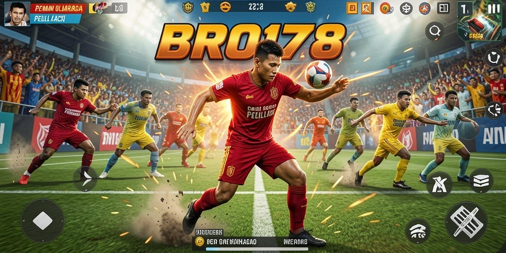 Screenshot utama BRO178 menampilkan aksi seru dalam permainan olahraga.