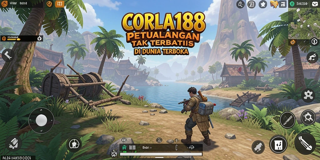 Screenshot gameplay CORLA188 menampilkan eksplorasi dunia terbuka yang menakjubkan.
