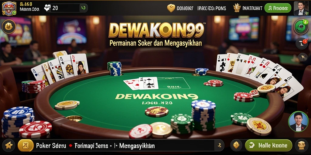 Tampilan utama gameplay DEWAKOIN99 menampilkan suasana Poker yang seru.