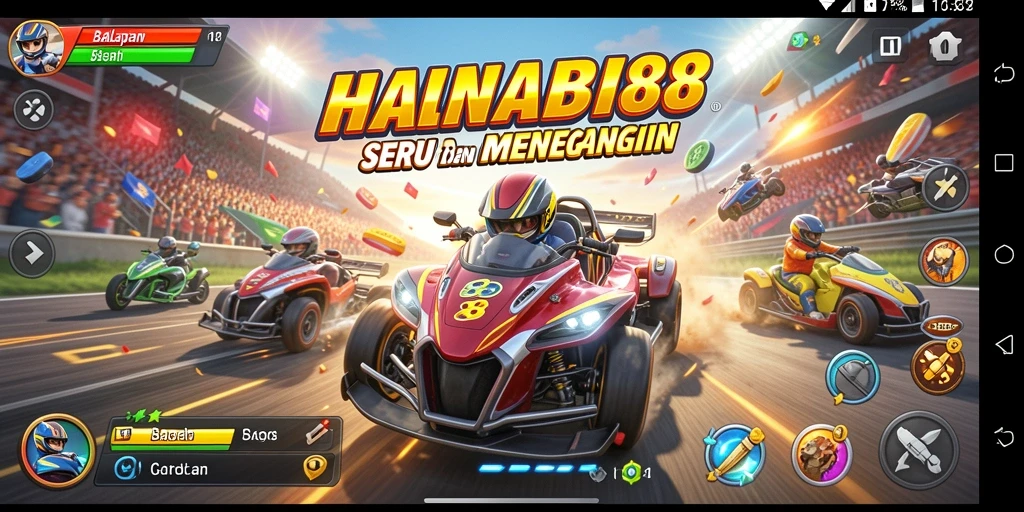 Tampilan gameplay <strong>HANABI88</strong> menampilkan balapan seru dengan efek visual yang menarik.