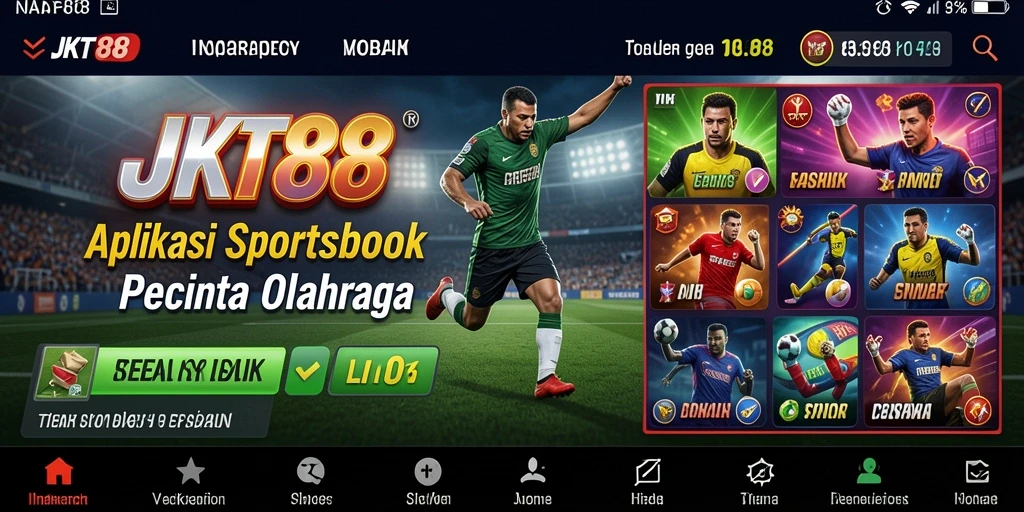 Screenshot utama JKT88 yang menunjukkan fitur taruhan olahraga.