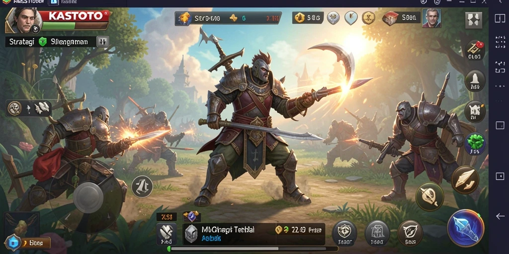 Tampilan gameplay KASTOTO yang memukau dengan strategi SLG yang mendalam.