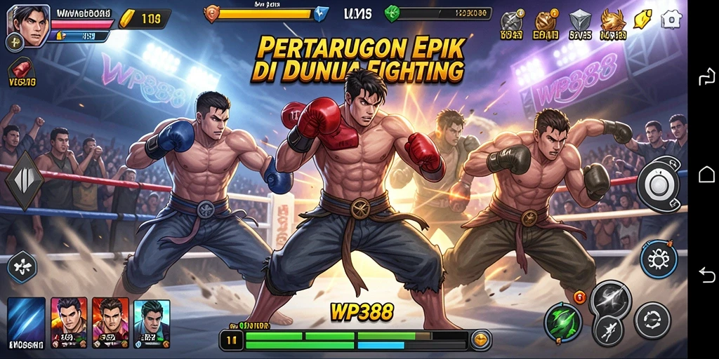 Tangkapan layar utama WP888 menampilkan aksi pertarungan yang mendebarkan.